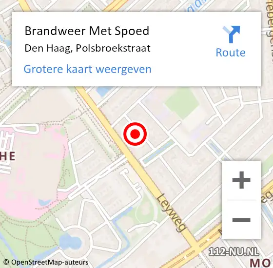 Locatie op kaart van de 112 melding: Brandweer Met Spoed Naar Den Haag, Polsbroekstraat op 22 november 2021 21:47