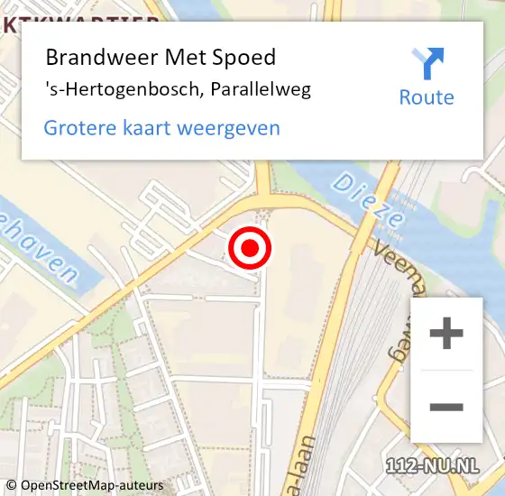 Locatie op kaart van de 112 melding: Brandweer Met Spoed Naar 's-Hertogenbosch, Parallelweg op 23 november 2021 05:09