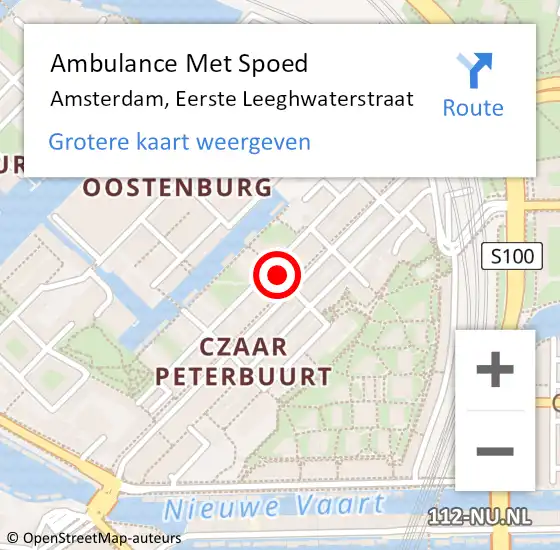 Locatie op kaart van de 112 melding: Ambulance Met Spoed Naar Amsterdam, Eerste Leeghwaterstraat op 23 november 2021 08:17