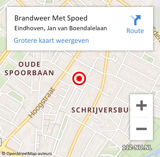 Locatie op kaart van de 112 melding: Brandweer Met Spoed Naar Eindhoven, Jan van Boendalelaan op 23 november 2021 10:18