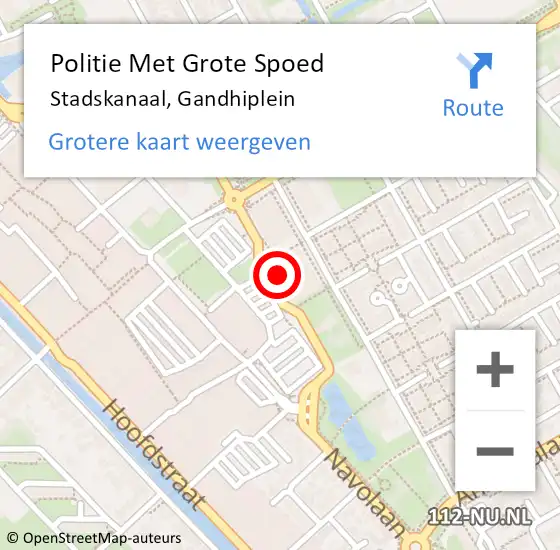 Locatie op kaart van de 112 melding: Politie Met Grote Spoed Naar Stadskanaal, Gandhiplein op 23 november 2021 11:28