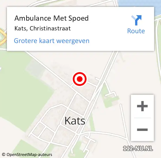 Locatie op kaart van de 112 melding: Ambulance Met Spoed Naar Kats, Christinastraat op 30 juni 2014 10:29
