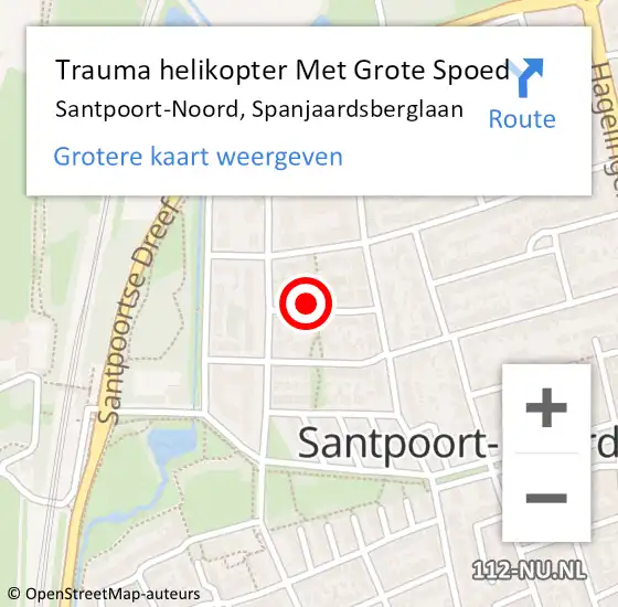 Locatie op kaart van de 112 melding: Trauma helikopter Met Grote Spoed Naar Santpoort-Noord, Spanjaardsberglaan op 23 november 2021 18:22