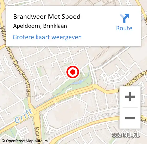 Locatie op kaart van de 112 melding: Brandweer Met Spoed Naar Apeldoorn, Brinklaan op 23 november 2021 20:00