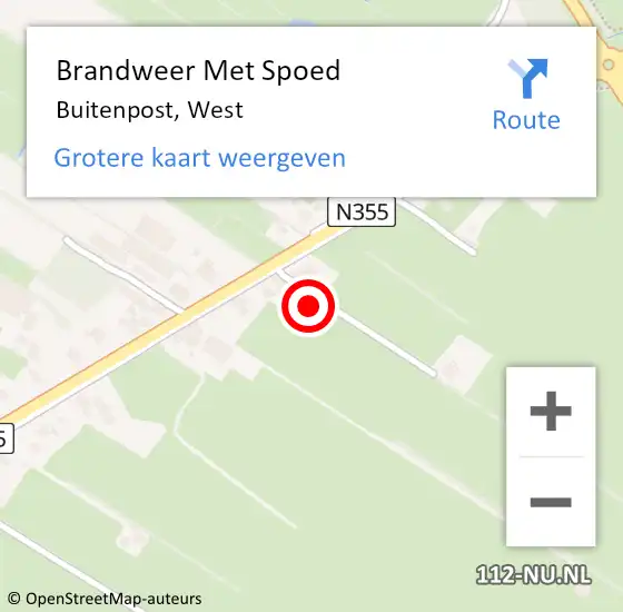 Locatie op kaart van de 112 melding: Brandweer Met Spoed Naar Buitenpost, West op 23 november 2021 21:00