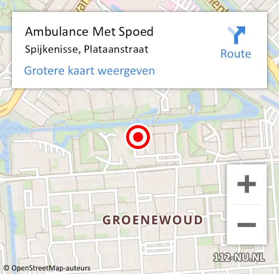 Locatie op kaart van de 112 melding: Ambulance Met Spoed Naar Spijkenisse, Plataanstraat op 23 november 2021 21:45