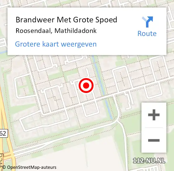 Locatie op kaart van de 112 melding: Brandweer Met Grote Spoed Naar Roosendaal, Mathildadonk op 24 november 2021 00:24