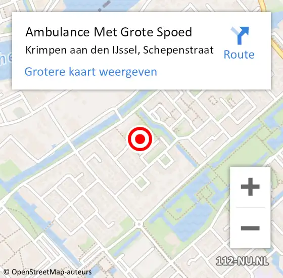 Locatie op kaart van de 112 melding: Ambulance Met Grote Spoed Naar Krimpen aan den IJssel, Schepenstraat op 24 november 2021 01:37