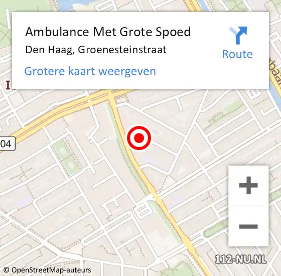Locatie op kaart van de 112 melding: Ambulance Met Grote Spoed Naar Den Haag, Groenesteinstraat op 24 november 2021 02:35