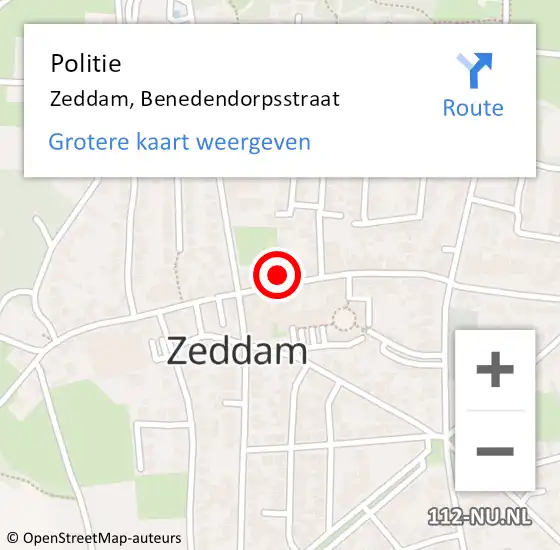 Locatie op kaart van de 112 melding: Politie Zeddam, Benedendorpsstraat op 24 november 2021 06:08