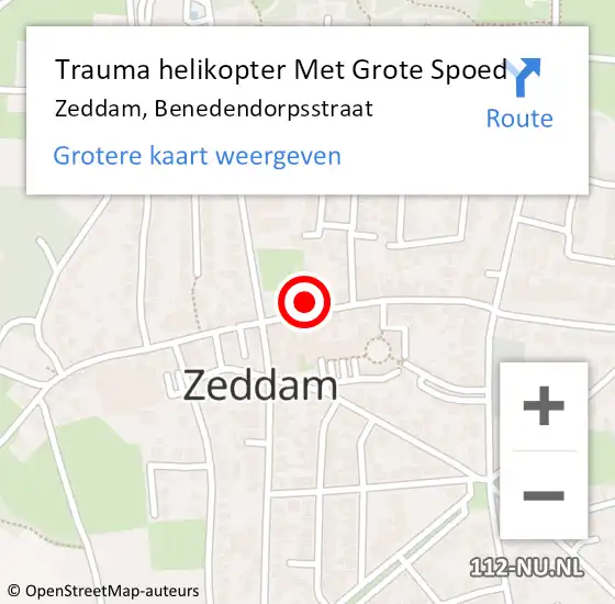 Locatie op kaart van de 112 melding: Trauma helikopter Met Grote Spoed Naar Zeddam, Benedendorpsstraat op 24 november 2021 06:14