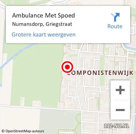 Locatie op kaart van de 112 melding: Ambulance Met Spoed Naar Numansdorp, Griegstraat op 24 november 2021 06:42