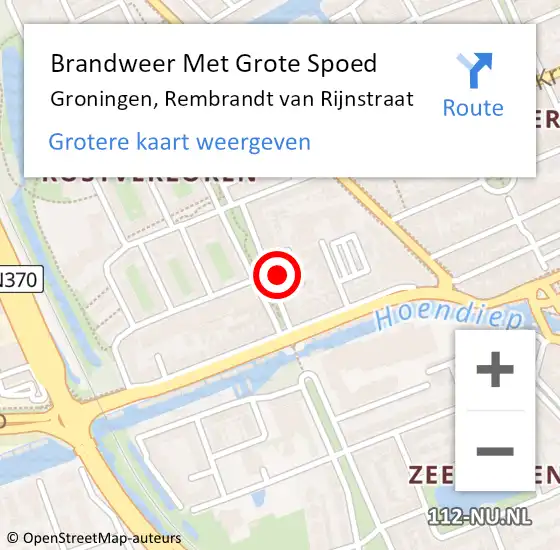 Locatie op kaart van de 112 melding: Brandweer Met Grote Spoed Naar Groningen, Rembrandt van Rijnstraat op 24 november 2021 09:31