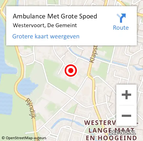Locatie op kaart van de 112 melding: Ambulance Met Grote Spoed Naar Westervoort, De Gemeint op 24 november 2021 11:39