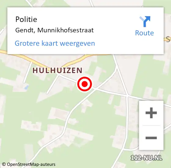 Locatie op kaart van de 112 melding: Politie Gendt, Munnikhofsestraat op 24 november 2021 11:39