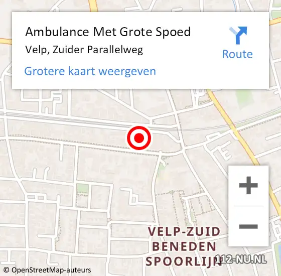 Locatie op kaart van de 112 melding: Ambulance Met Grote Spoed Naar Velp, Zuider Parallelweg op 24 november 2021 11:56