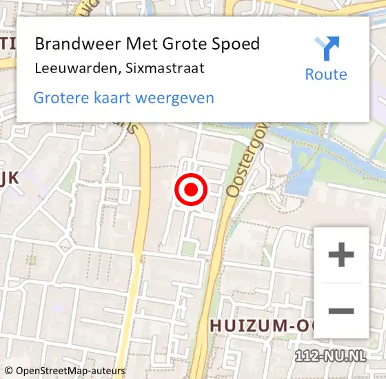Locatie op kaart van de 112 melding: Brandweer Met Grote Spoed Naar Leeuwarden, Sixmastraat op 24 november 2021 13:19