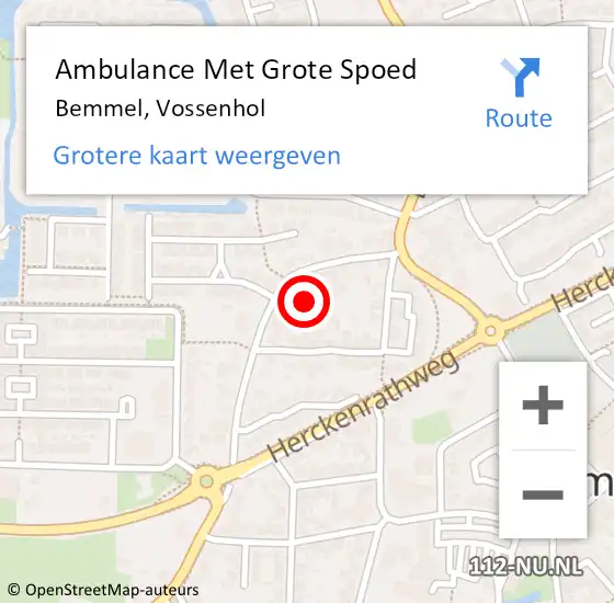 Locatie op kaart van de 112 melding: Ambulance Met Grote Spoed Naar Bemmel, Vossenhol op 24 november 2021 15:08
