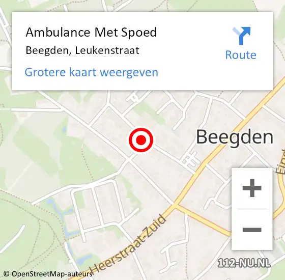 Locatie op kaart van de 112 melding: Ambulance Met Spoed Naar Beegden, Leukenstraat op 24 november 2021 16:01