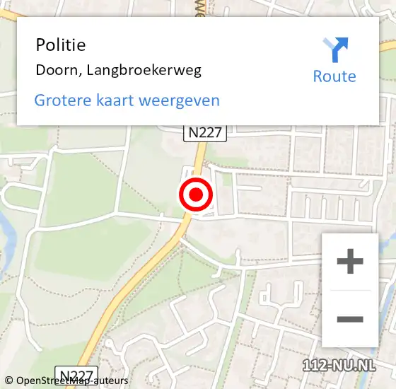Locatie op kaart van de 112 melding: Politie Doorn, Langbroekerweg op 24 november 2021 16:03
