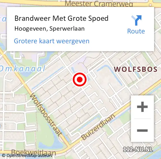 Locatie op kaart van de 112 melding: Brandweer Met Grote Spoed Naar Hoogeveen, Sperwerlaan op 24 november 2021 16:21