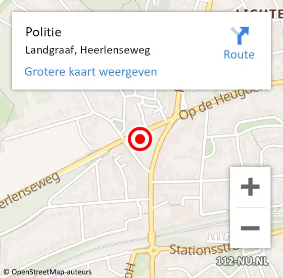 Locatie op kaart van de 112 melding: Politie Landgraaf, Heerlenseweg op 24 november 2021 20:52
