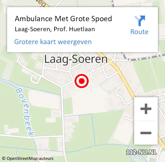 Locatie op kaart van de 112 melding: Ambulance Met Grote Spoed Naar Laag-Soeren, Prof. Huetlaan op 24 november 2021 22:48