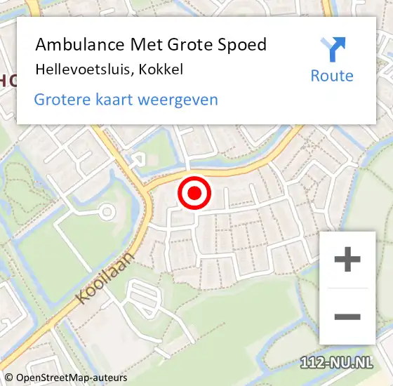 Locatie op kaart van de 112 melding: Ambulance Met Grote Spoed Naar Hellevoetsluis, Kokkel op 25 november 2021 00:58
