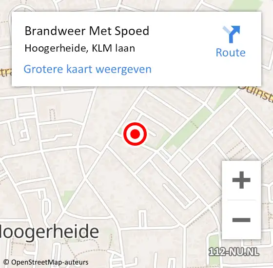 Locatie op kaart van de 112 melding: Brandweer Met Spoed Naar Hoogerheide, KLM laan op 25 november 2021 01:08
