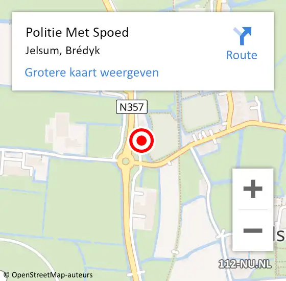 Locatie op kaart van de 112 melding: Politie Met Spoed Naar Jelsum, Brédyk op 25 november 2021 06:10