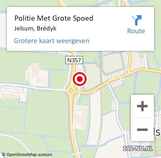 Locatie op kaart van de 112 melding: Politie Met Grote Spoed Naar Jelsum, Brédyk op 25 november 2021 06:12