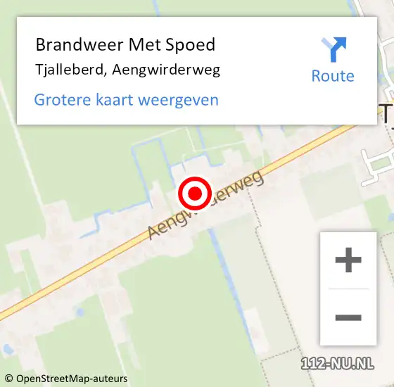 Locatie op kaart van de 112 melding: Brandweer Met Spoed Naar Tjalleberd, Aengwirderweg op 25 november 2021 07:01