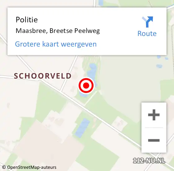 Locatie op kaart van de 112 melding: Politie Maasbree, Breetse Peelweg op 25 november 2021 13:15