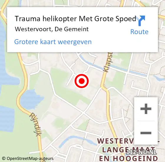 Locatie op kaart van de 112 melding: Trauma helikopter Met Grote Spoed Naar Westervoort, De Gemeint op 25 november 2021 15:07