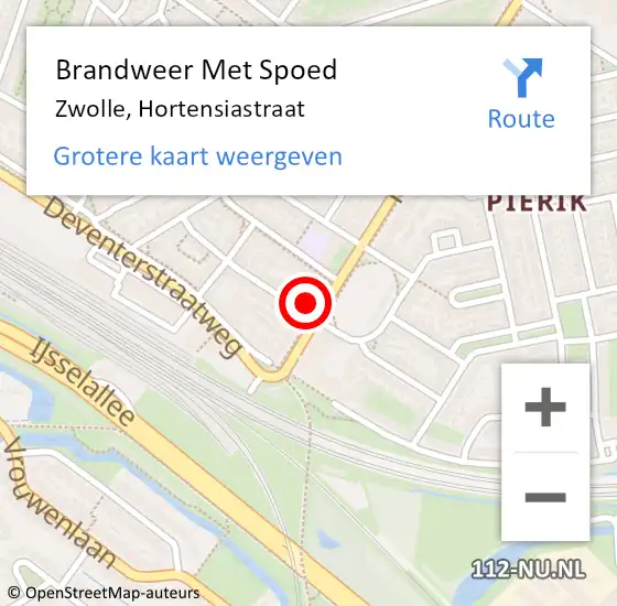 Locatie op kaart van de 112 melding: Brandweer Met Spoed Naar Zwolle, Hortensiastraat op 25 november 2021 15:12