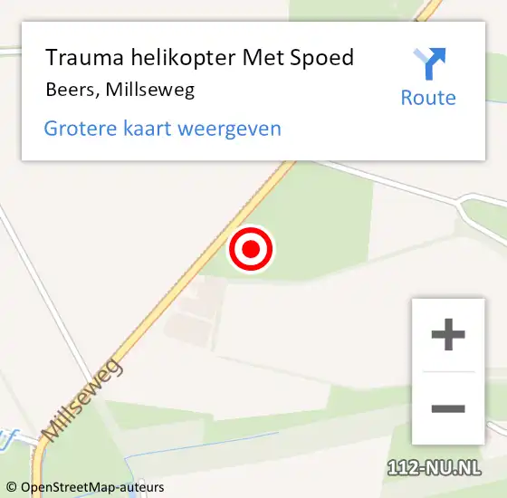 Locatie op kaart van de 112 melding: Trauma helikopter Met Spoed Naar Beers, Millseweg op 25 november 2021 16:15