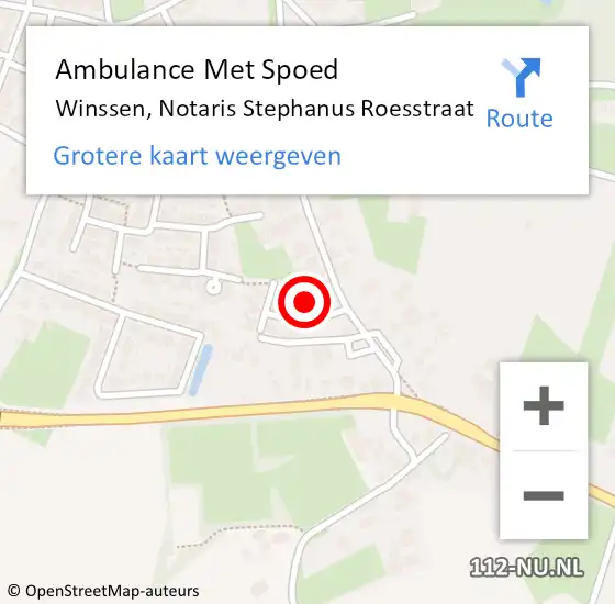 Locatie op kaart van de 112 melding: Ambulance Met Spoed Naar Winssen, Notaris Stephanus Roesstraat op 25 november 2021 16:53