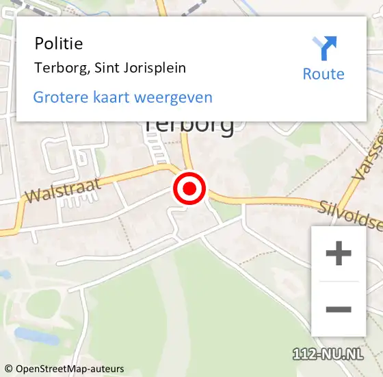 Locatie op kaart van de 112 melding: Politie Terborg, Sint Jorisplein op 25 november 2021 18:29