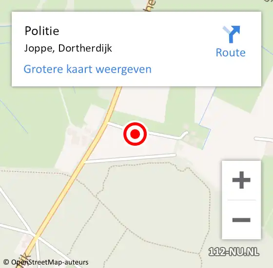 Locatie op kaart van de 112 melding: Politie Joppe, Dortherdijk op 25 november 2021 20:54