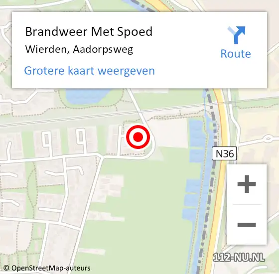Locatie op kaart van de 112 melding: Brandweer Met Spoed Naar Wierden, Aadorpsweg op 26 november 2021 07:07