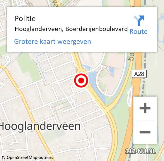 Locatie op kaart van de 112 melding: Politie Hooglanderveen, Boerderijenboulevard op 26 november 2021 07:32