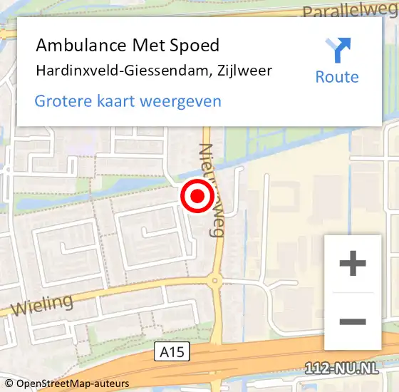 Locatie op kaart van de 112 melding: Ambulance Met Spoed Naar Hardinxveld-Giessendam, Zijlweer op 26 november 2021 08:49