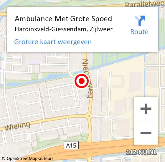 Locatie op kaart van de 112 melding: Ambulance Met Grote Spoed Naar Hardinxveld-Giessendam, Zijlweer op 26 november 2021 08:50