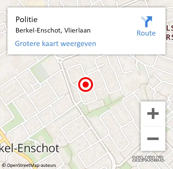 Locatie op kaart van de 112 melding: Politie Berkel-Enschot, Vlierlaan op 26 november 2021 08:55