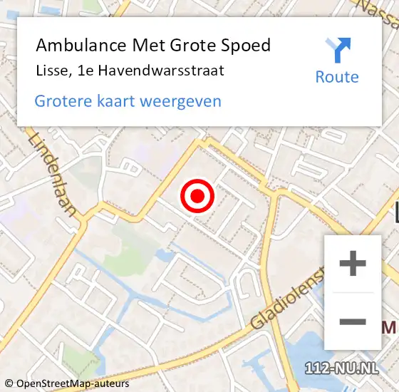 Locatie op kaart van de 112 melding: Ambulance Met Grote Spoed Naar Lisse, 1e Havendwarsstraat op 26 november 2021 11:06