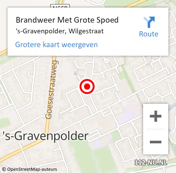Locatie op kaart van de 112 melding: Brandweer Met Grote Spoed Naar 's-Gravenpolder, Wilgestraat op 26 november 2021 13:29