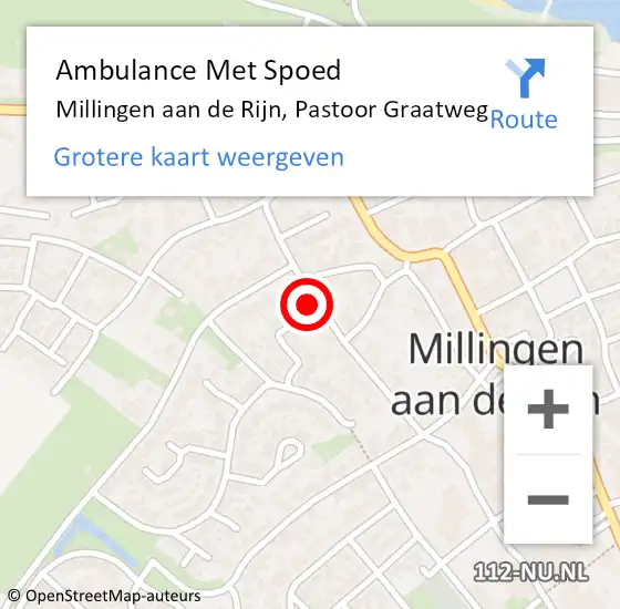 Locatie op kaart van de 112 melding: Ambulance Met Spoed Naar Millingen aan de Rijn, Pastoor Graatweg op 26 november 2021 14:06