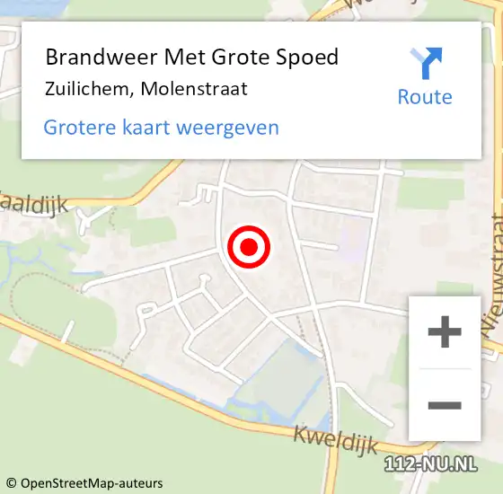 Locatie op kaart van de 112 melding: Brandweer Met Grote Spoed Naar Zuilichem, Molenstraat op 26 november 2021 14:26