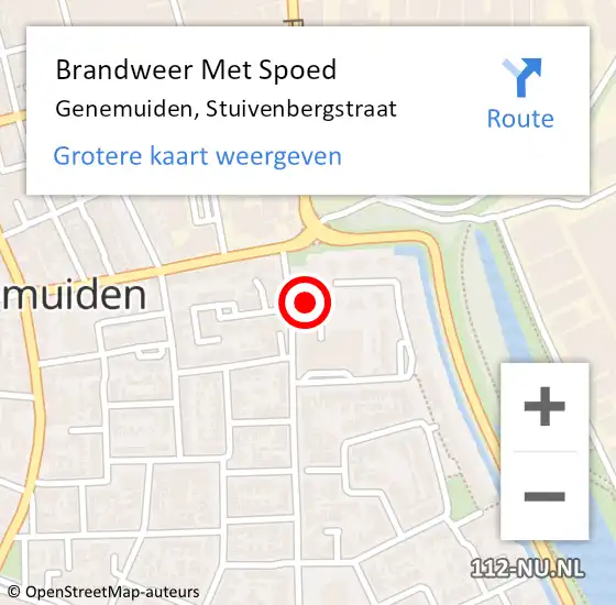 Locatie op kaart van de 112 melding: Brandweer Met Spoed Naar Genemuiden, Stuivenbergstraat op 26 november 2021 14:56