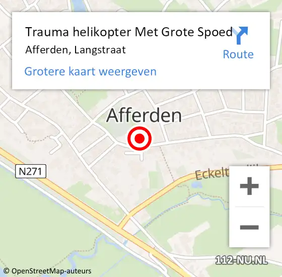 Locatie op kaart van de 112 melding: Trauma helikopter Met Grote Spoed Naar Afferden, Langstraat op 26 november 2021 17:15